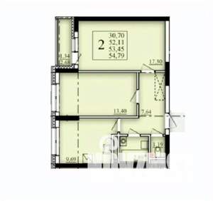 2-к квартира, строящийся дом, 53м2, 8/25 этаж