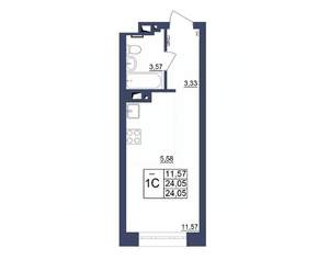 Студия квартира, строящийся дом, 24м2, 17/34 этаж