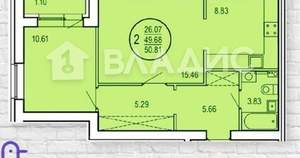 2-к квартира, вторичка, 51м2, 5/13 этаж
