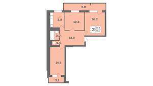 3-к квартира, вторичка, 78м2, 2/12 этаж