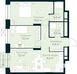 2-к квартира, вторичка, 62м2, 27/30 этаж