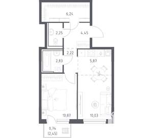 1-к квартира, вторичка, 46м2, 6/17 этаж