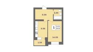 1-к квартира, вторичка, 38м2, 9/12 этаж