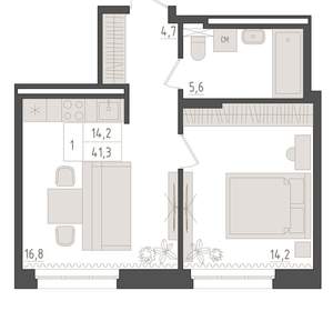 1-к квартира, вторичка, 41м2, 5/23 этаж