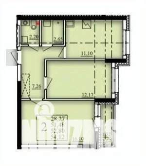 2-к квартира, вторичка, 53м2, 2/21 этаж