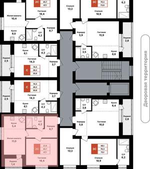 2-к квартира, вторичка, 47м2, 8/8 этаж