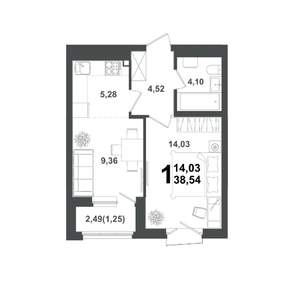 1-к квартира, вторичка, 39м2, 9/21 этаж