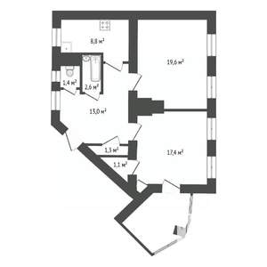 2-к квартира, вторичка, 65м2, 2/3 этаж