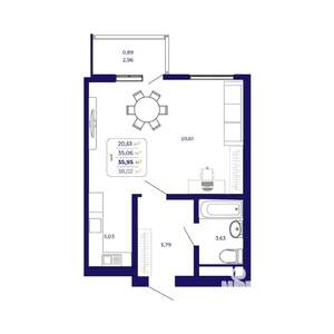 1-к квартира, вторичка, 36м2, 18/25 этаж