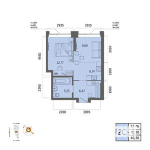 2-к квартира, вторичка, 40м2, 13/32 этаж