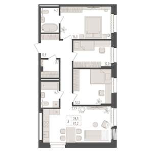 3-к квартира, вторичка, 87м2, 2/5 этаж