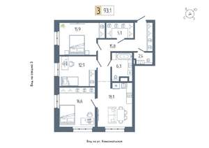 3-к квартира, строящийся дом, 93м2, 10/24 этаж