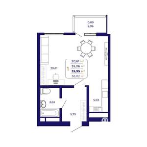 1-к квартира, вторичка, 36м2, 25/25 этаж