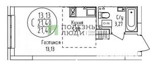 Студия квартира, вторичка, 21м2, 10/27 этаж