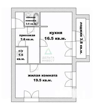 2-к квартира, вторичка, 51м2, 7/16 этаж