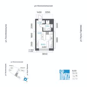 1-к квартира, вторичка, 23м2, 11/20 этаж