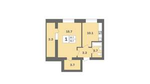 1-к квартира, вторичка, 43м2, 1/9 этаж