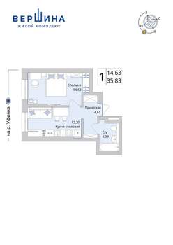 1-к квартира, вторичка, 36м2, 18/25 этаж