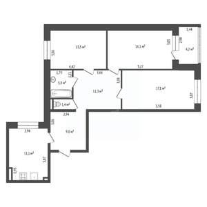 3-к квартира, вторичка, 85м2, 12/12 этаж