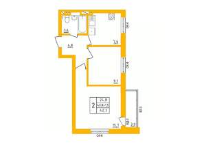 2-к квартира, вторичка, 42м2, 26/27 этаж