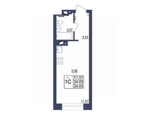 Студия квартира, строящийся дом, 24м2, 33/34 этаж