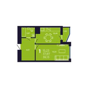 1-к квартира, вторичка, 39м2, 6/25 этаж