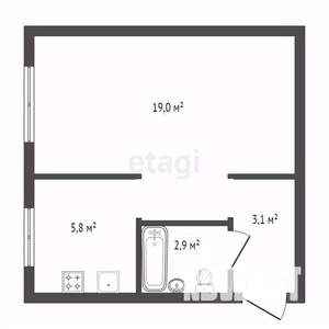 1-к квартира, вторичка, 31м2, 2/5 этаж