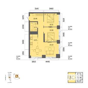3-к квартира, вторичка, 62м2, 15/32 этаж