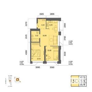 3-к квартира, вторичка, 56м2, 28/32 этаж