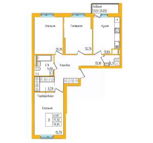 3-к квартира, вторичка, 79м2, 20/27 этаж