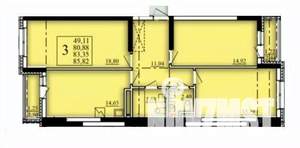 3-к квартира, вторичка, 83м2, 4/21 этаж