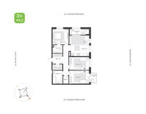 3-к квартира, вторичка, 94м2, 4/12 этаж