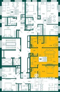 2-к квартира, строящийся дом, 71м2, 6/18 этаж