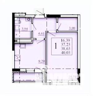 1-к квартира, строящийся дом, 39м2, 5/25 этаж