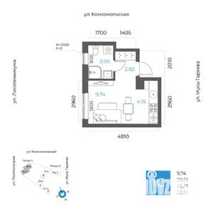 1-к квартира, вторичка, 21м2, 24/32 этаж