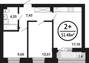 2-к квартира, вторичка, 52м2, 1/8 этаж