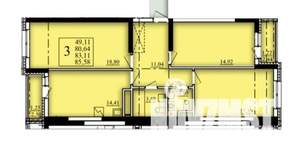 3-к квартира, вторичка, 83м2, 17/21 этаж