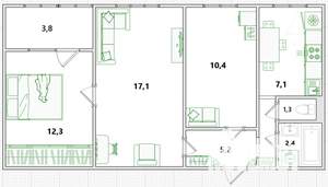 3-к квартира, вторичка, 58м2, 3/9 этаж