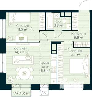 2-к квартира, вторичка, 59м2, 10/30 этаж