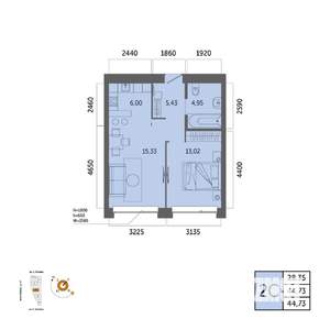 2-к квартира, вторичка, 45м2, 16/32 этаж
