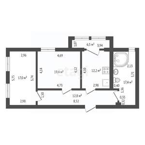 2-к квартира, вторичка, 75м2, 7/17 этаж