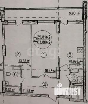 2-к квартира, вторичка, 62м2, 15/25 этаж