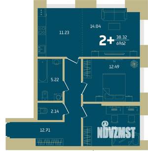 2-к квартира, вторичка, 70м2, 27/32 этаж