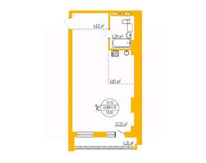 1-к квартира, вторичка, 53м2, 4/16 этаж