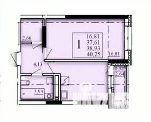1-к квартира, строящийся дом, 39м2, 7/25 этаж