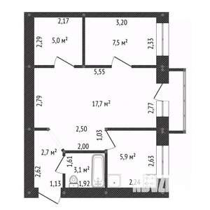 2-к квартира, вторичка, 42м2, 5/5 этаж