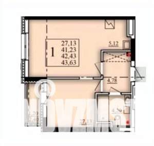 1-к квартира, вторичка, 42м2, 10/21 этаж