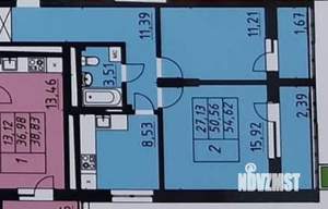 2-к квартира, сданный дом, 55м2, 14/25 этаж
