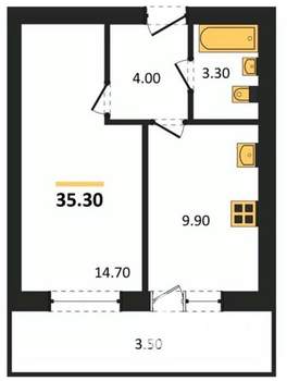 1-к квартира, вторичка, 39м2, 4/12 этаж