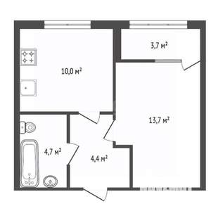 1-к квартира, вторичка, 37м2, 9/10 этаж